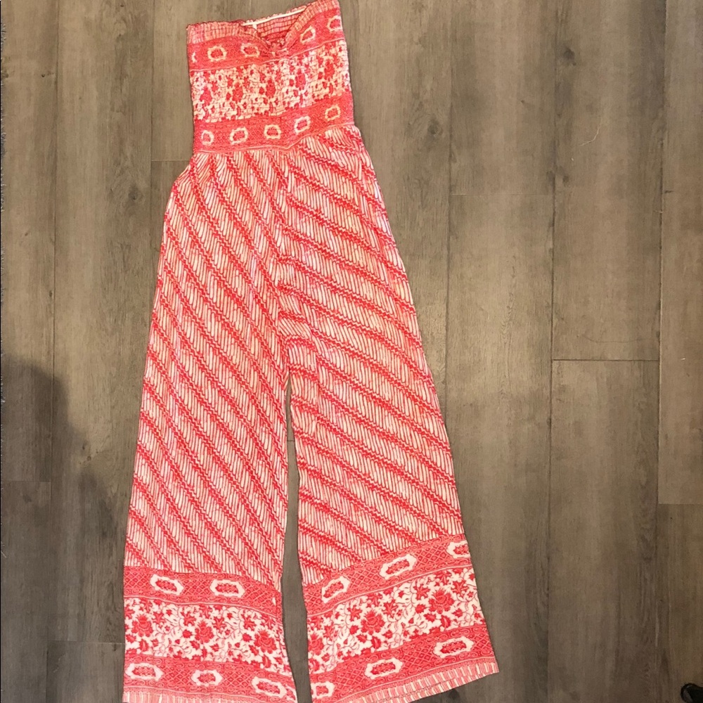 Free People Red and White Jumpsuit